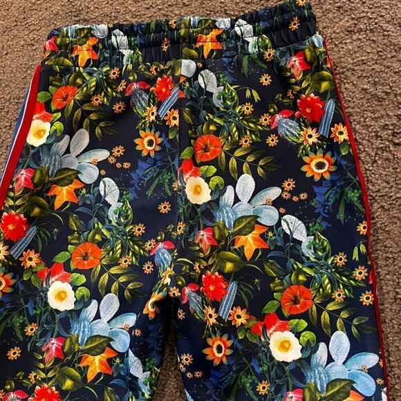 ZARA MAN  Floral Joggers with Blue & Red Racing Stripes GUCCI Style NWOT Men's M - Picture 5 of 11